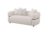 508962 Jeanette 73-inch Fabric Upholstered Round Arm Loveseat Beige