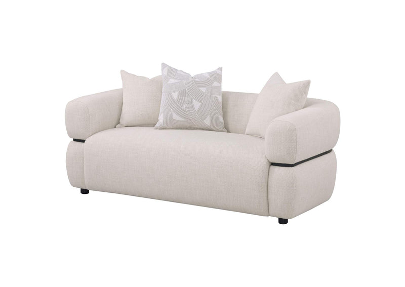 508962 Jeanette 73-inch Fabric Upholstered Round Arm Loveseat Beige