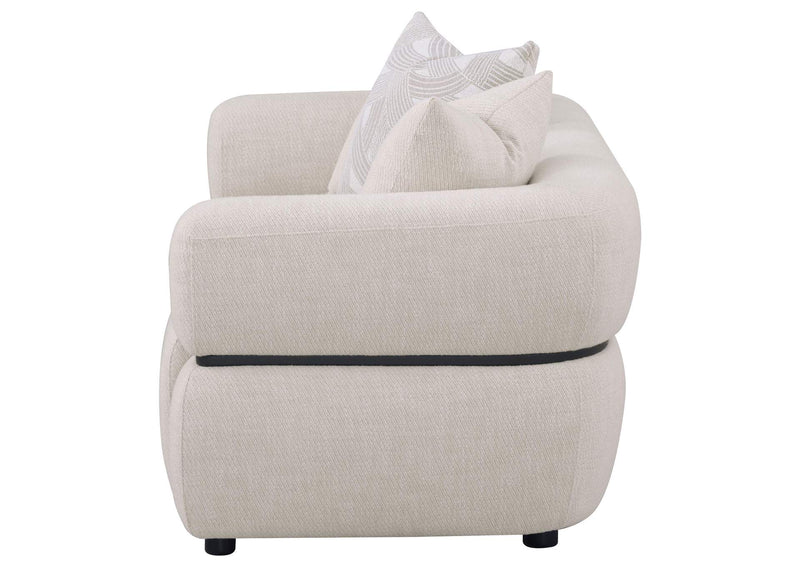 508962 Jeanette 73-inch Fabric Upholstered Round Arm Loveseat Beige