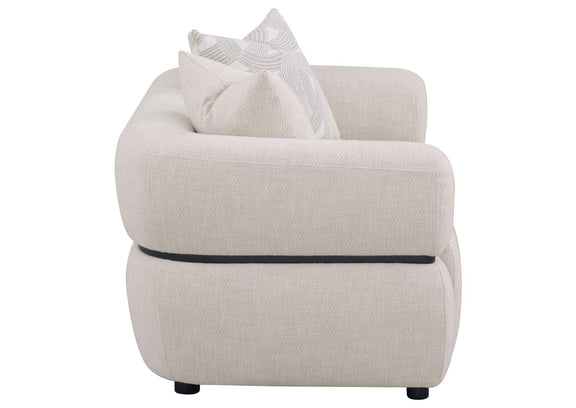 508962 Jeanette 73-inch Fabric Upholstered Round Arm Loveseat Beige