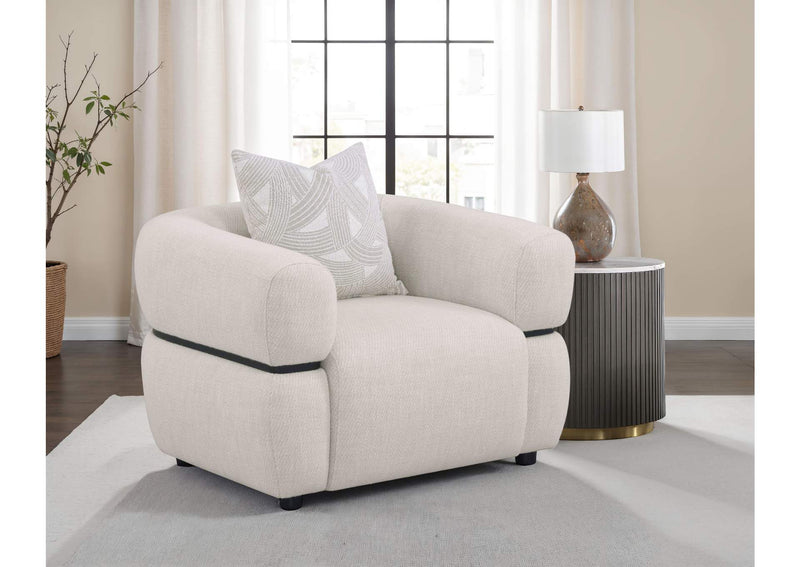 508963 Jeanette Fabric Upholstered Round Arm Accent Chair Beige