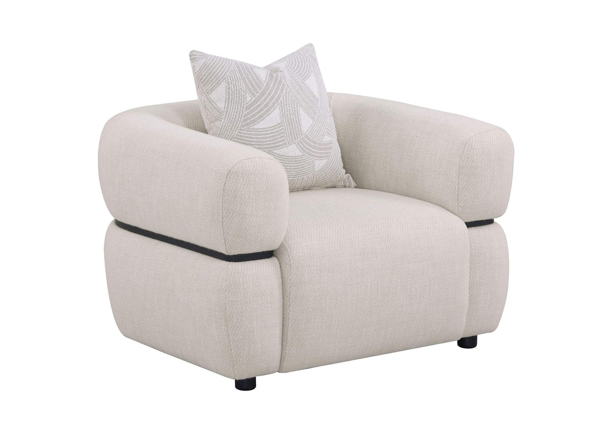 508963 Jeanette Fabric Upholstered Round Arm Accent Chair Beige
