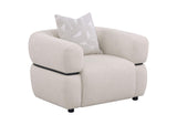508963 Jeanette Fabric Upholstered Round Arm Accent Chair Beige