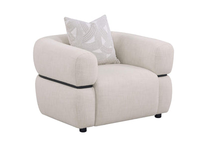 508963 Jeanette Fabric Upholstered Round Arm Accent Chair Beige