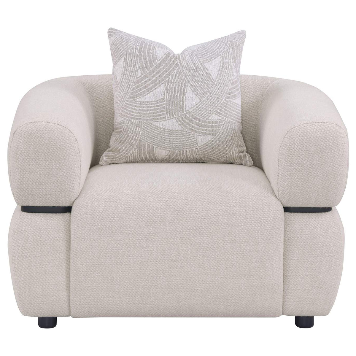 508963 Jeanette Fabric Upholstered Round Arm Accent Chair Beige