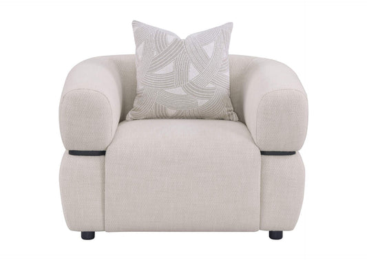 508963 Jeanette Fabric Upholstered Round Arm Accent Chair Beige