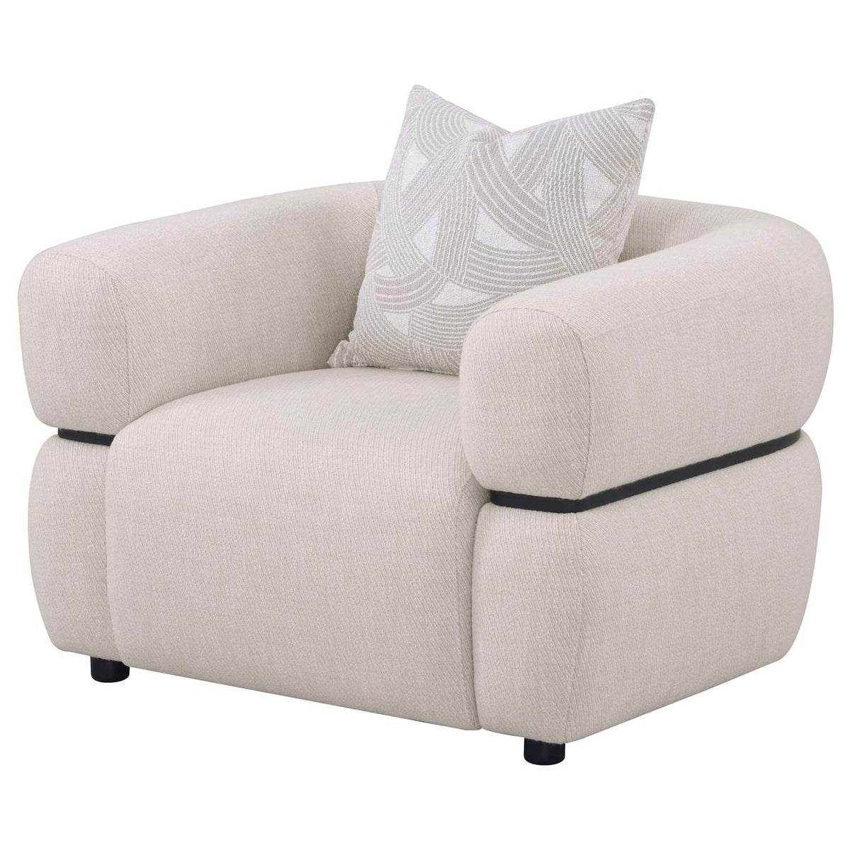508963 Jeanette Fabric Upholstered Round Arm Accent Chair Beige