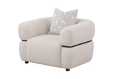 508963 Jeanette Fabric Upholstered Round Arm Accent Chair Beige