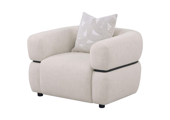 508963 Jeanette Fabric Upholstered Round Arm Accent Chair Beige