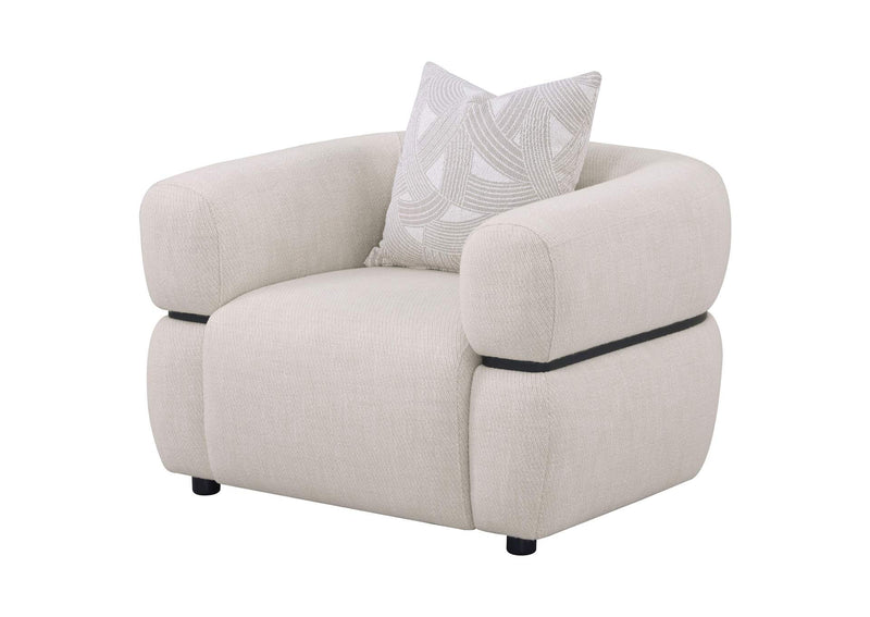508963 Jeanette Fabric Upholstered Round Arm Accent Chair Beige