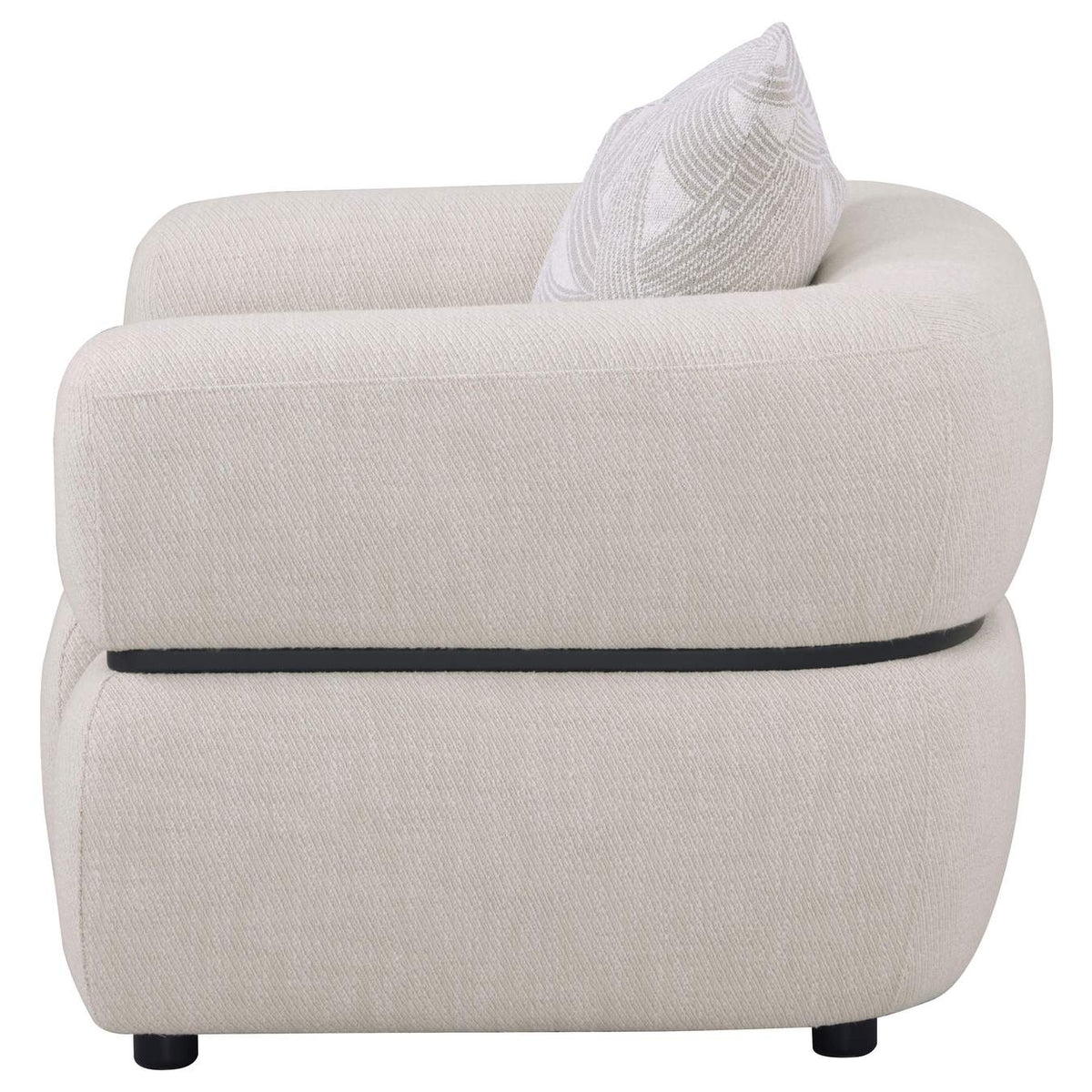 508963 Jeanette Fabric Upholstered Round Arm Accent Chair Beige