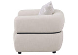 508963 Jeanette Fabric Upholstered Round Arm Accent Chair Beige
