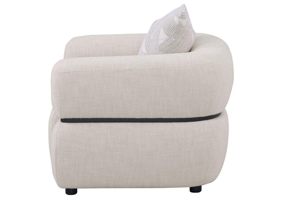 508963 Jeanette Fabric Upholstered Round Arm Accent Chair Beige