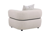 508963 Jeanette Fabric Upholstered Round Arm Accent Chair Beige