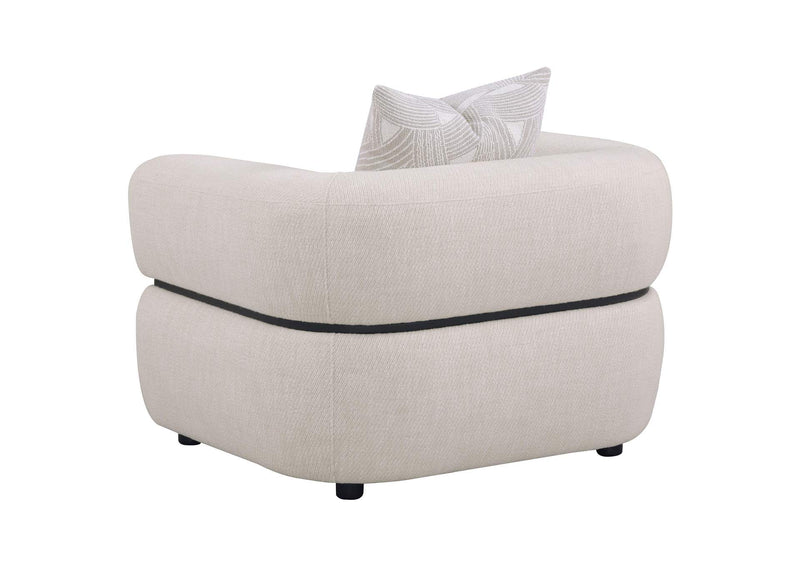 508963 Jeanette Fabric Upholstered Round Arm Accent Chair Beige