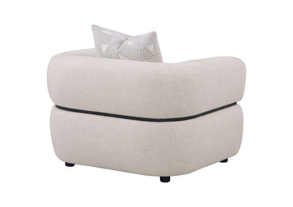 508963 Jeanette Fabric Upholstered Round Arm Accent Chair Beige