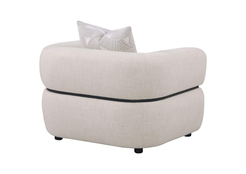 508963 Jeanette Fabric Upholstered Round Arm Accent Chair Beige