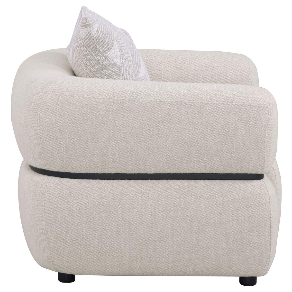 508963 Jeanette Fabric Upholstered Round Arm Accent Chair Beige