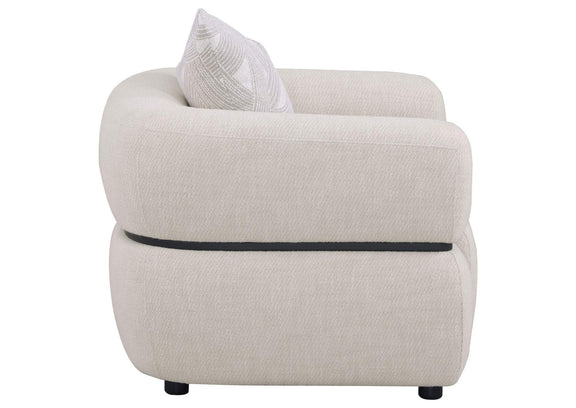 508963 Jeanette Fabric Upholstered Round Arm Accent Chair Beige
