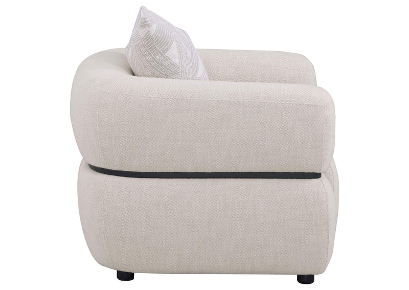 508963 Jeanette Fabric Upholstered Round Arm Accent Chair Beige