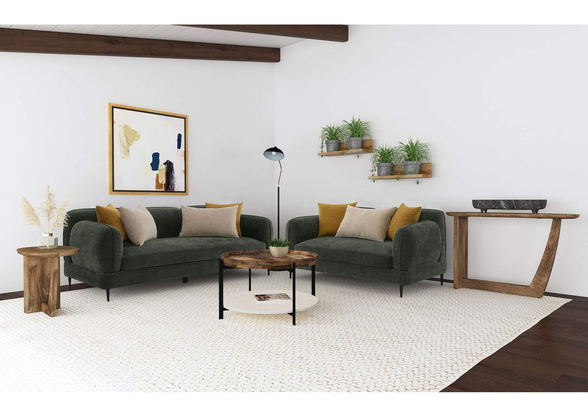 509131-S2 Jade 2-piece Chenille Upholstered Sofa Set Green