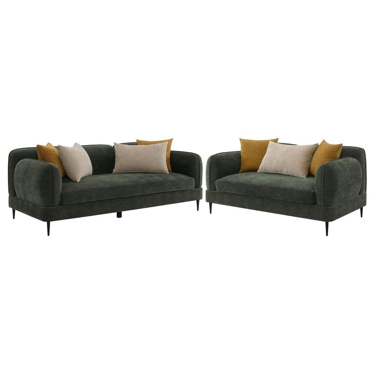 509131-S2 Jade 2-piece Chenille Upholstered Sofa Set Green