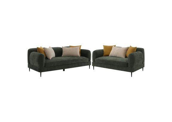 509131-S2 Jade 2-piece Chenille Upholstered Sofa Set Green