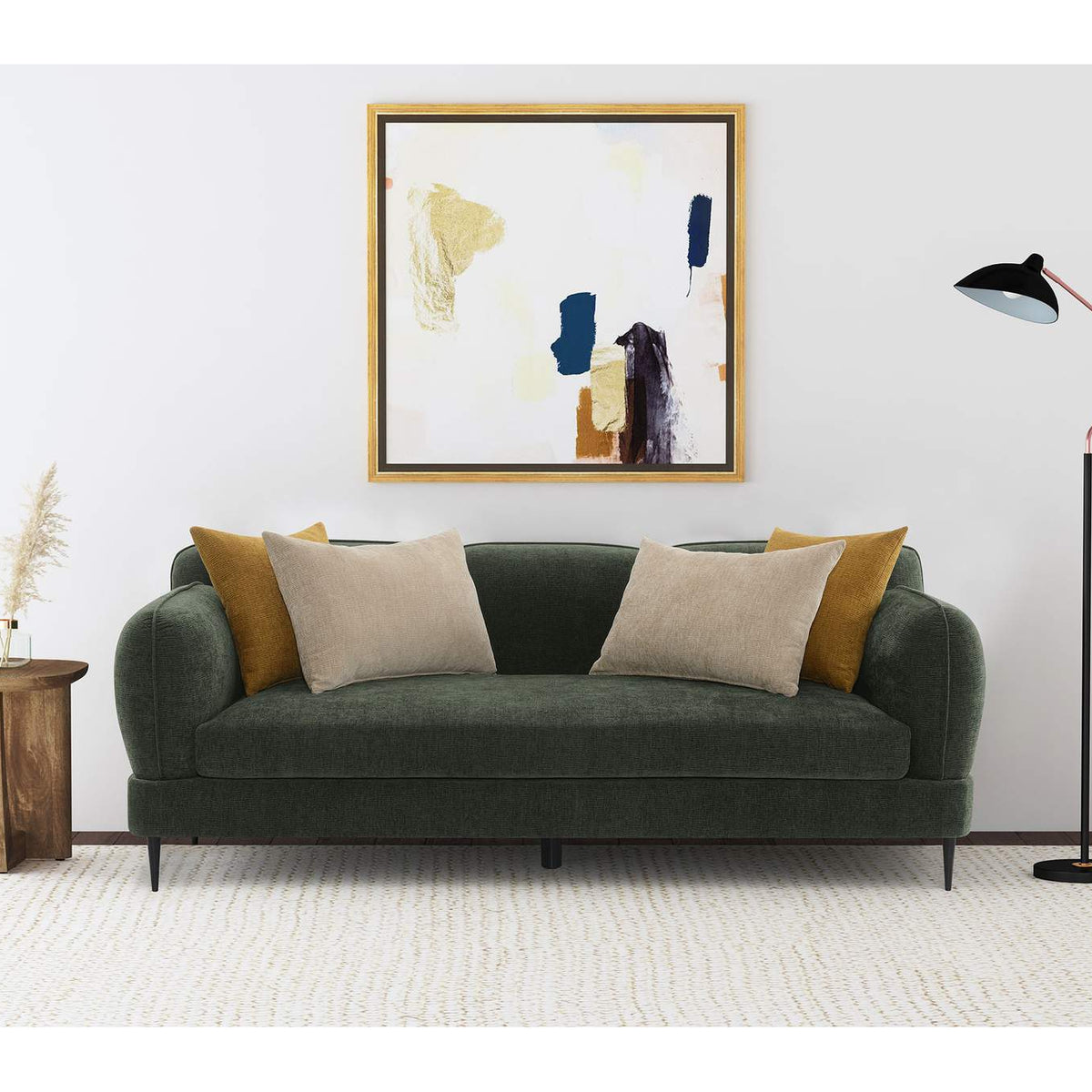 509131 Jade Chenille Upholstered Modern Track Arm Sofa Green
