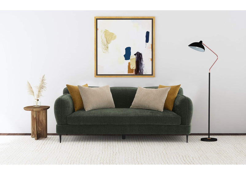 509131 Jade Chenille Upholstered Modern Track Arm Sofa Green