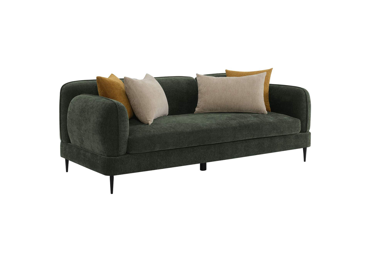 509131 Jade Chenille Upholstered Modern Track Arm Sofa Green