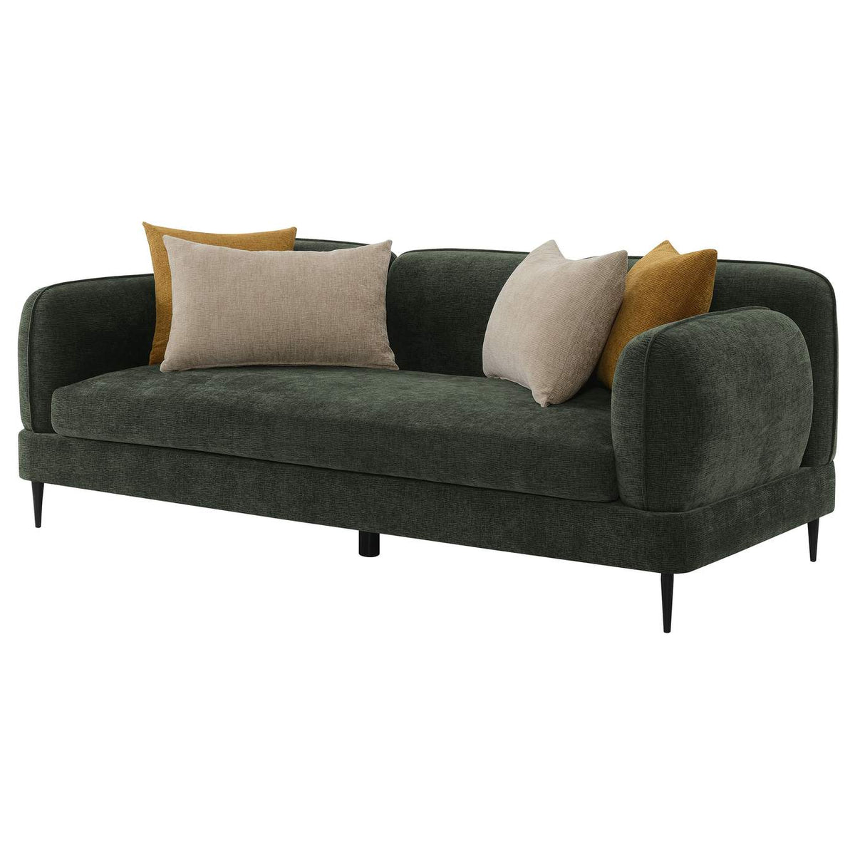 509131 Jade Chenille Upholstered Modern Track Arm Sofa Green