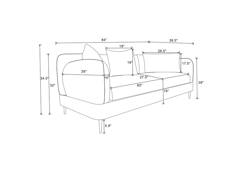 509131 Jade Chenille Upholstered Modern Track Arm Sofa Green
