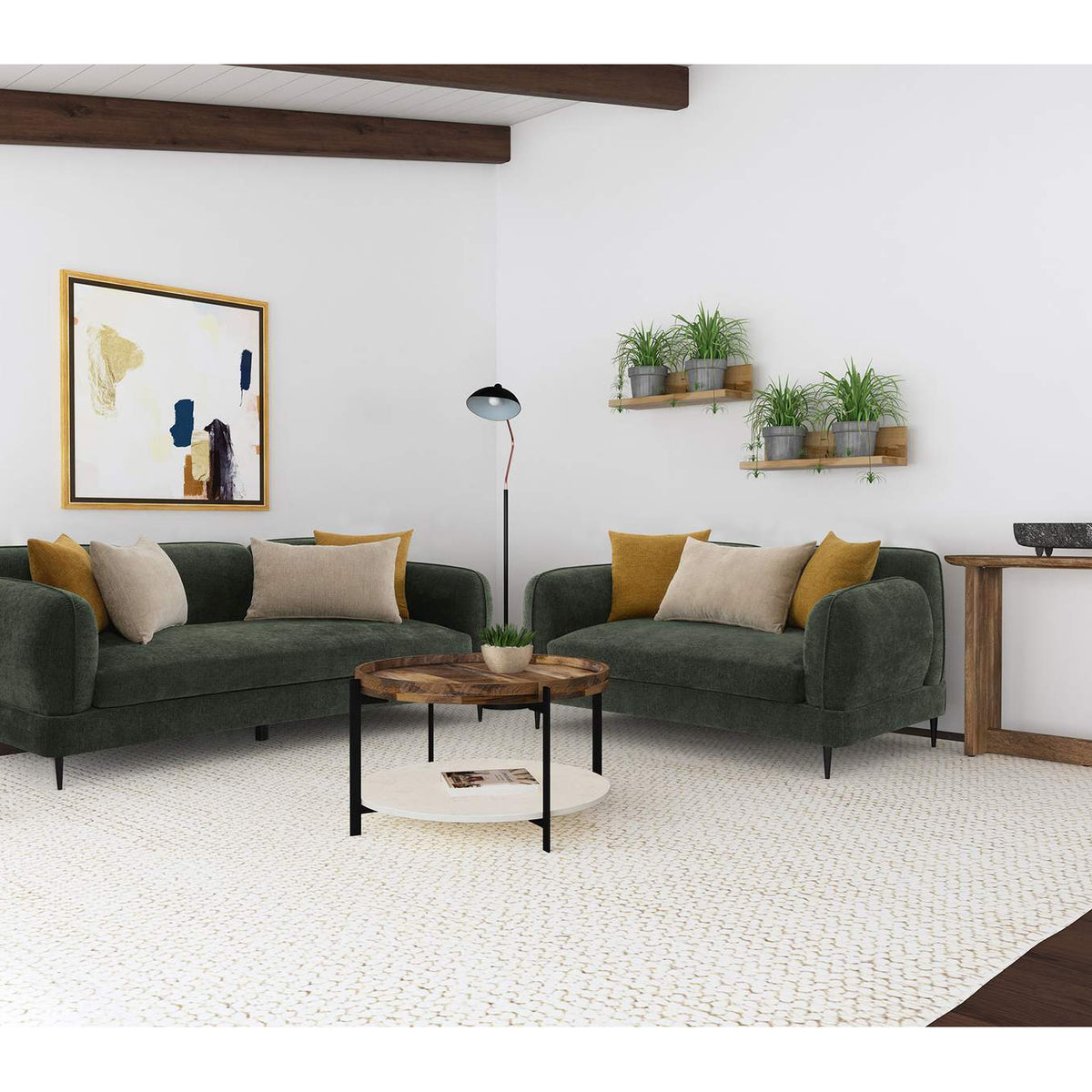 509131 Jade Chenille Upholstered Modern Track Arm Sofa Green