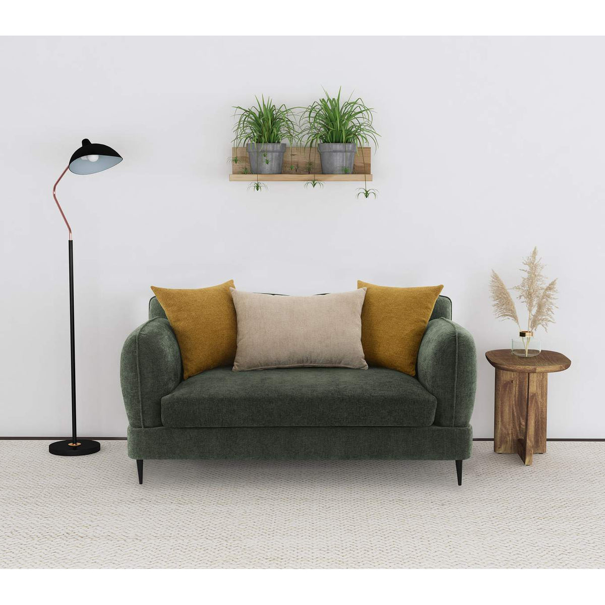 509132 Jade Chenille Upholstered Modern Track Arm Loveseat Green