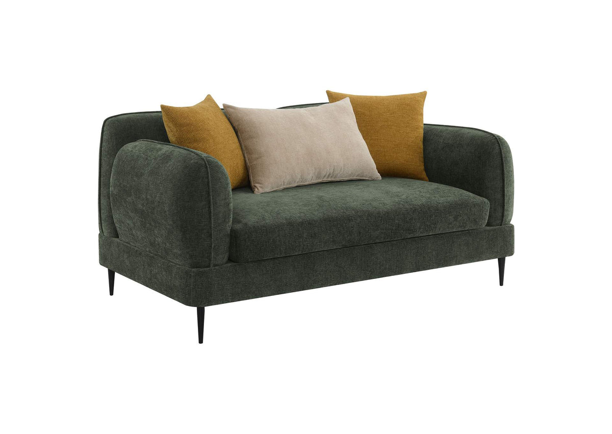 509132 Jade Chenille Upholstered Modern Track Arm Loveseat Green