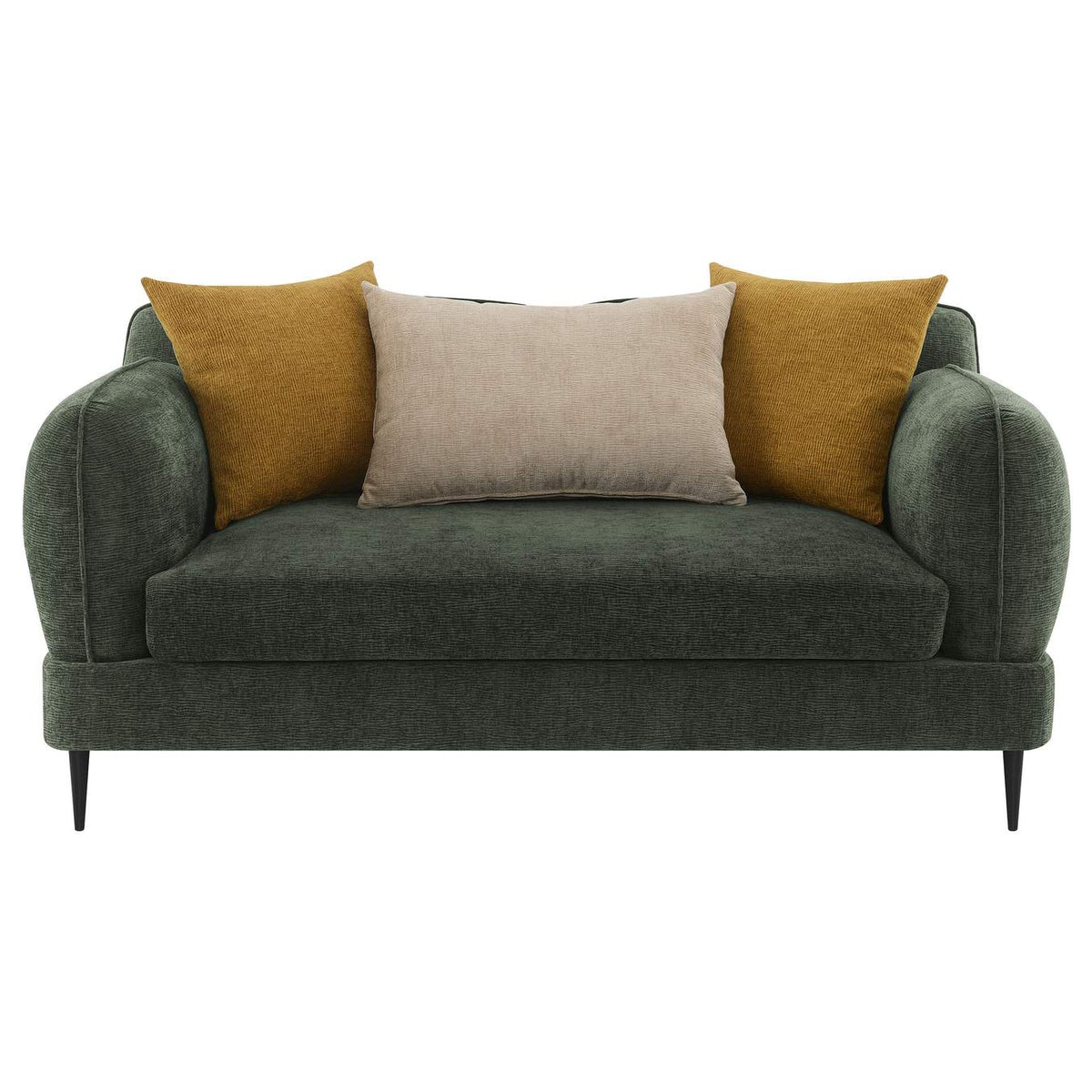 509132 Jade Chenille Upholstered Modern Track Arm Loveseat Green
