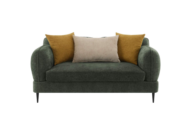 509132 Jade Chenille Upholstered Modern Track Arm Loveseat Green
