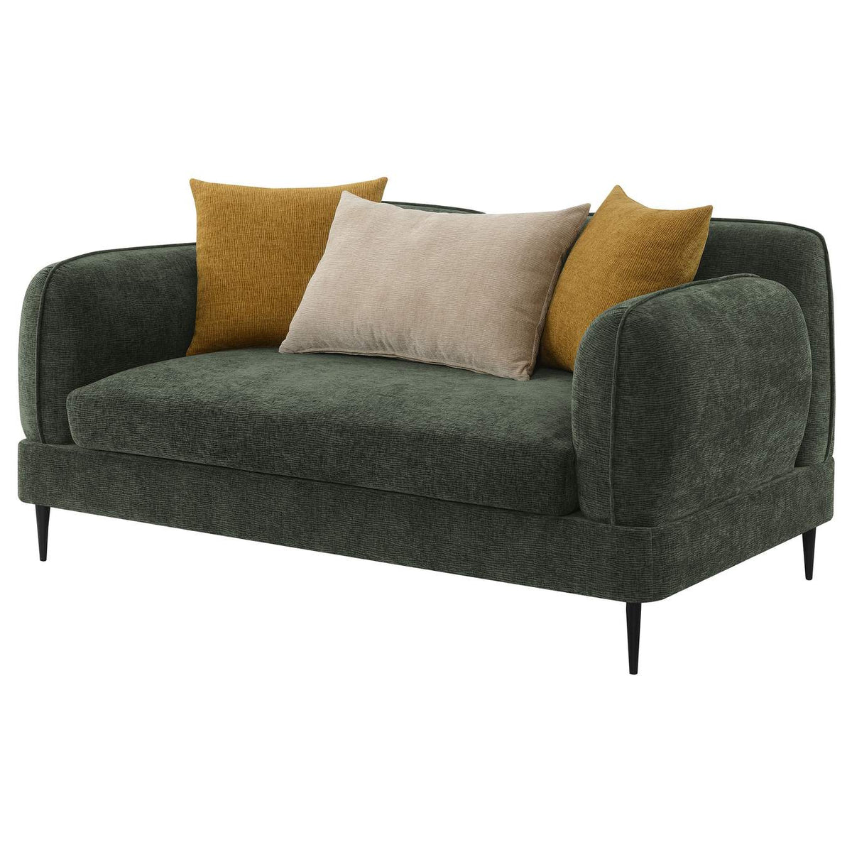 509132 Jade Chenille Upholstered Modern Track Arm Loveseat Green