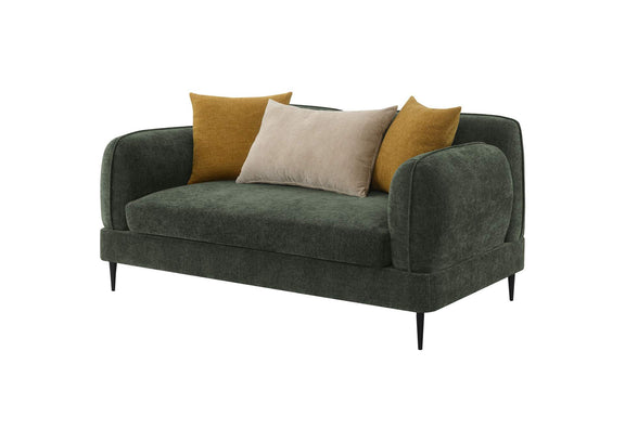 509132 Jade Chenille Upholstered Modern Track Arm Loveseat Green
