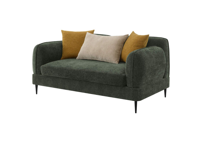 509132 Jade Chenille Upholstered Modern Track Arm Loveseat Green