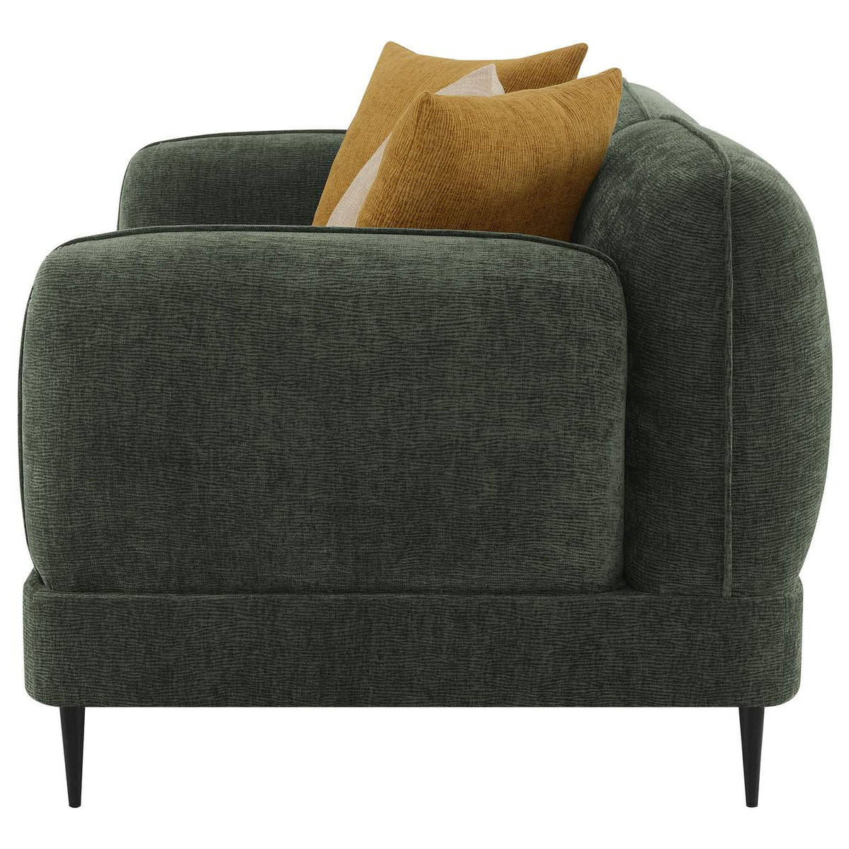 509132 Jade Chenille Upholstered Modern Track Arm Loveseat Green