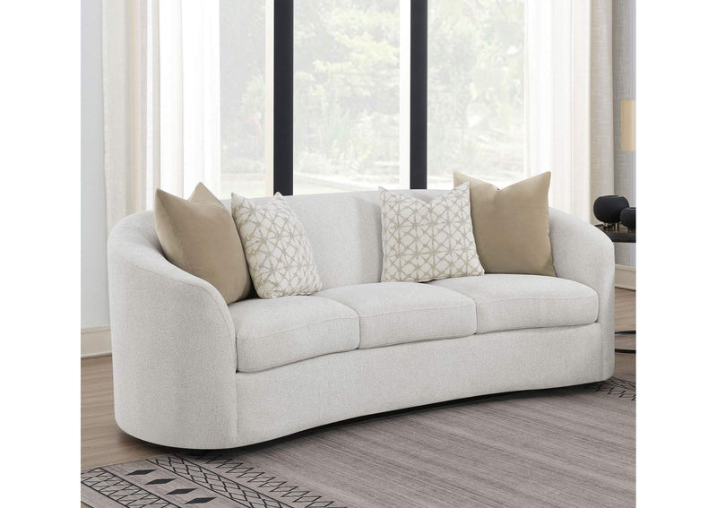 509171 Rainn Boucle Upholstered Sloped Arm Sofa Latte