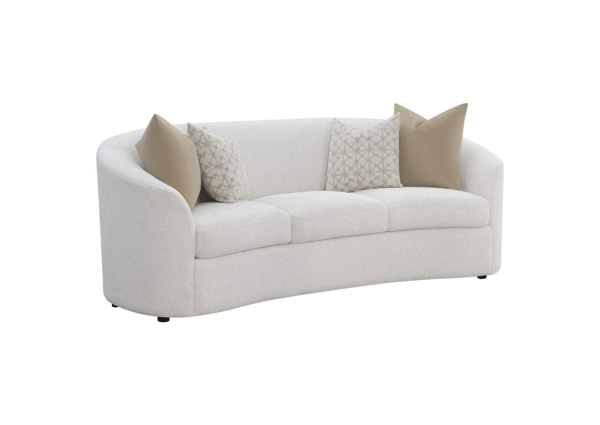 509171 Rainn Boucle Upholstered Sloped Arm Sofa Latte