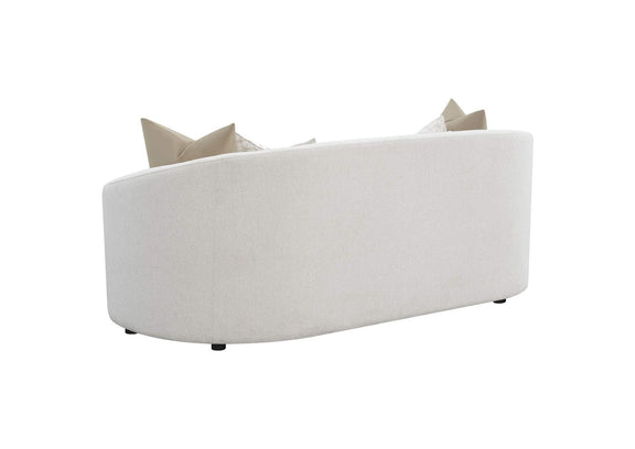 509171 Rainn Boucle Upholstered Sloped Arm Sofa Latte