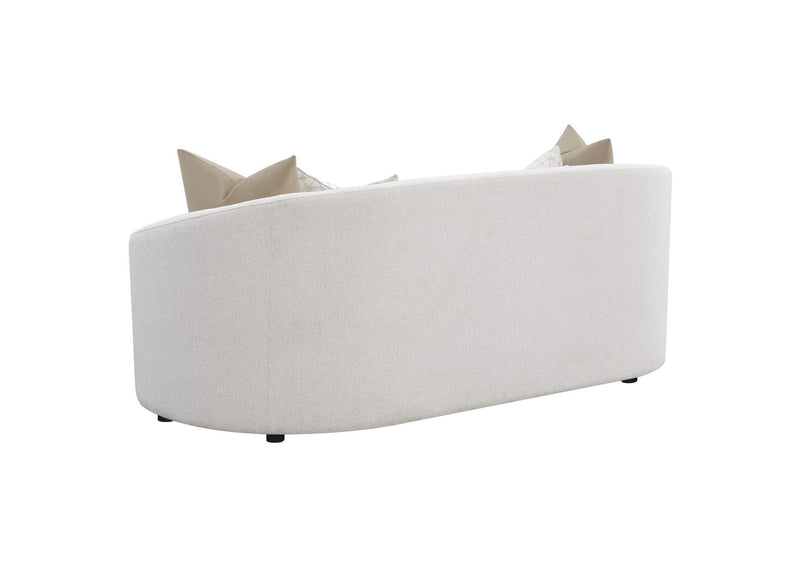 509171 Rainn Boucle Upholstered Sloped Arm Sofa Latte