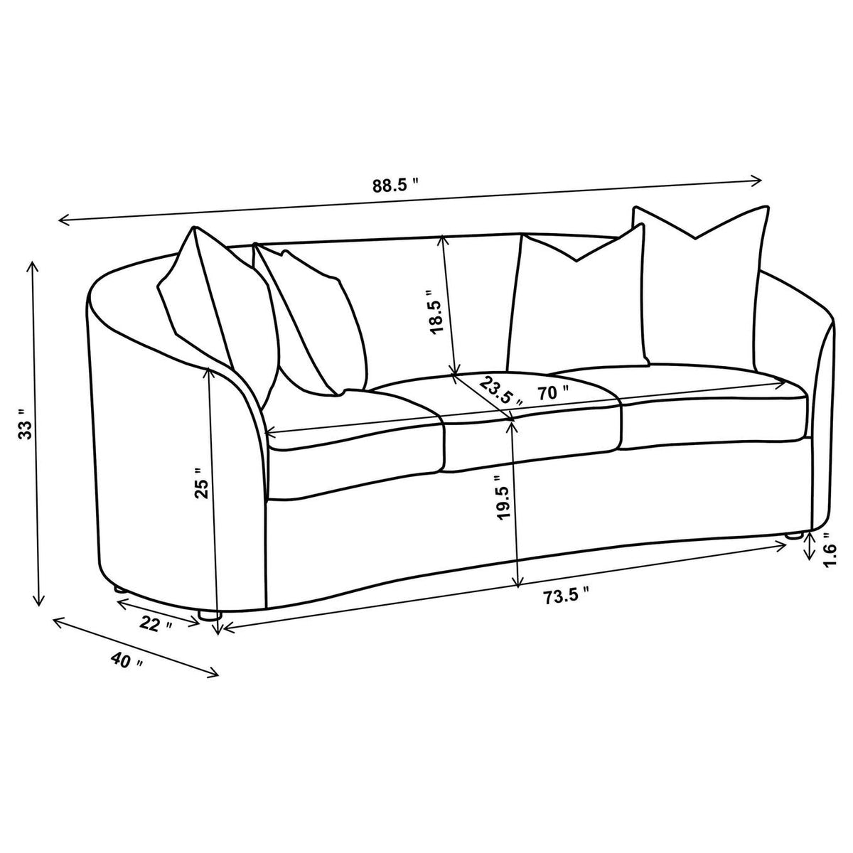 509171 Rainn Boucle Upholstered Sloped Arm Sofa Latte