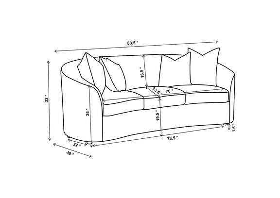 509171 Rainn Boucle Upholstered Sloped Arm Sofa Latte