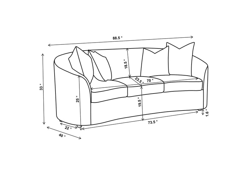 509171 Rainn Boucle Upholstered Sloped Arm Sofa Latte