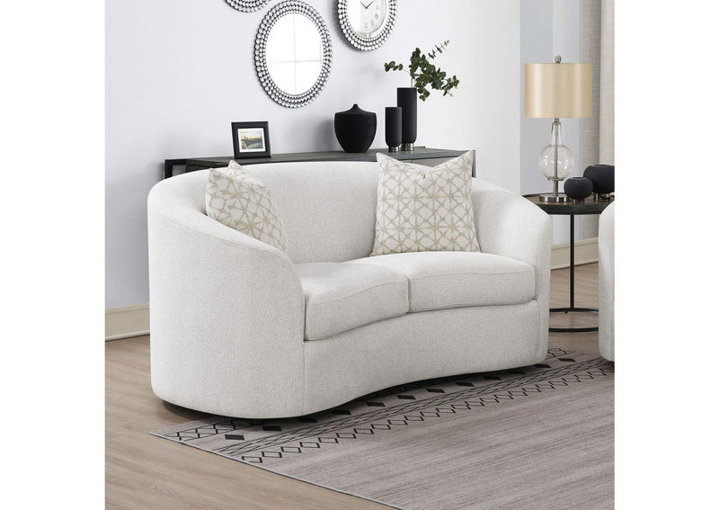 509172 Rainn Boucle Upholstered Sloped Arm Loveseat Latte