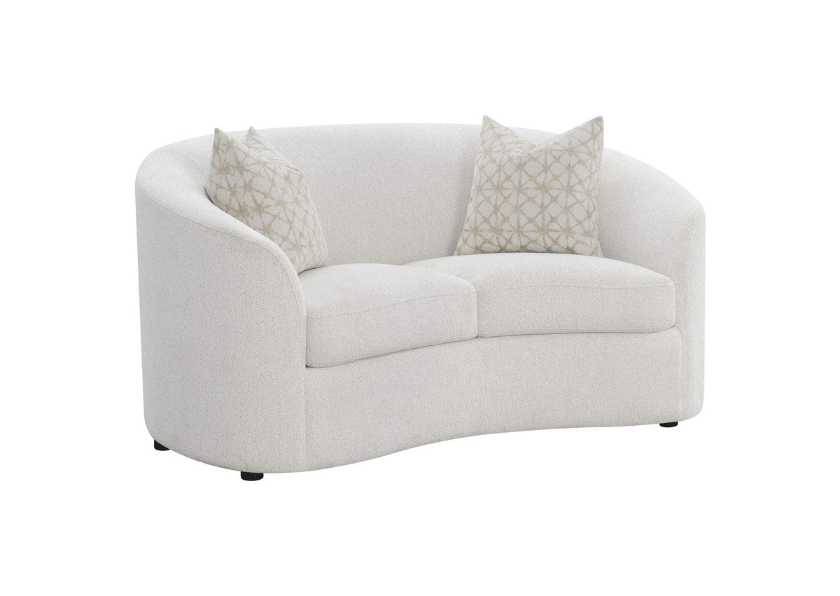 509172 Rainn Boucle Upholstered Sloped Arm Loveseat Latte